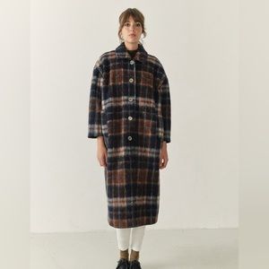 American Vintage Geomark Long Wool Tartan Coat – Size M/L